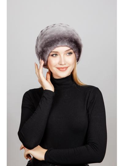Шапка сударушка коса из меха мутон 