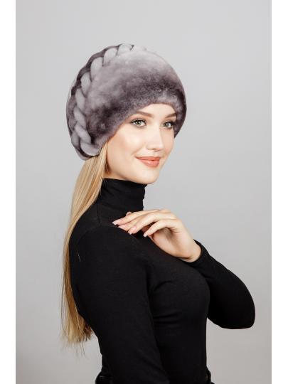 Шапка сударушка коса из меха мутон 